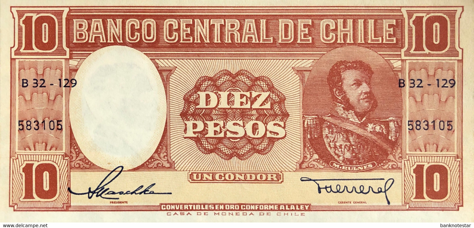 Chile 10 Pesos, P-120 (1958) - UNC - Cile