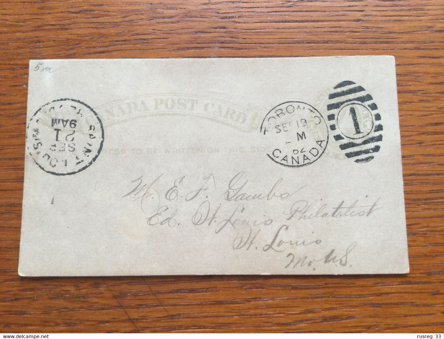 GÄ26246 Canada Ganzsache Stationery Entier Postal Psc From Toronto To Saint Louis USA - 1860-1899 Victoria