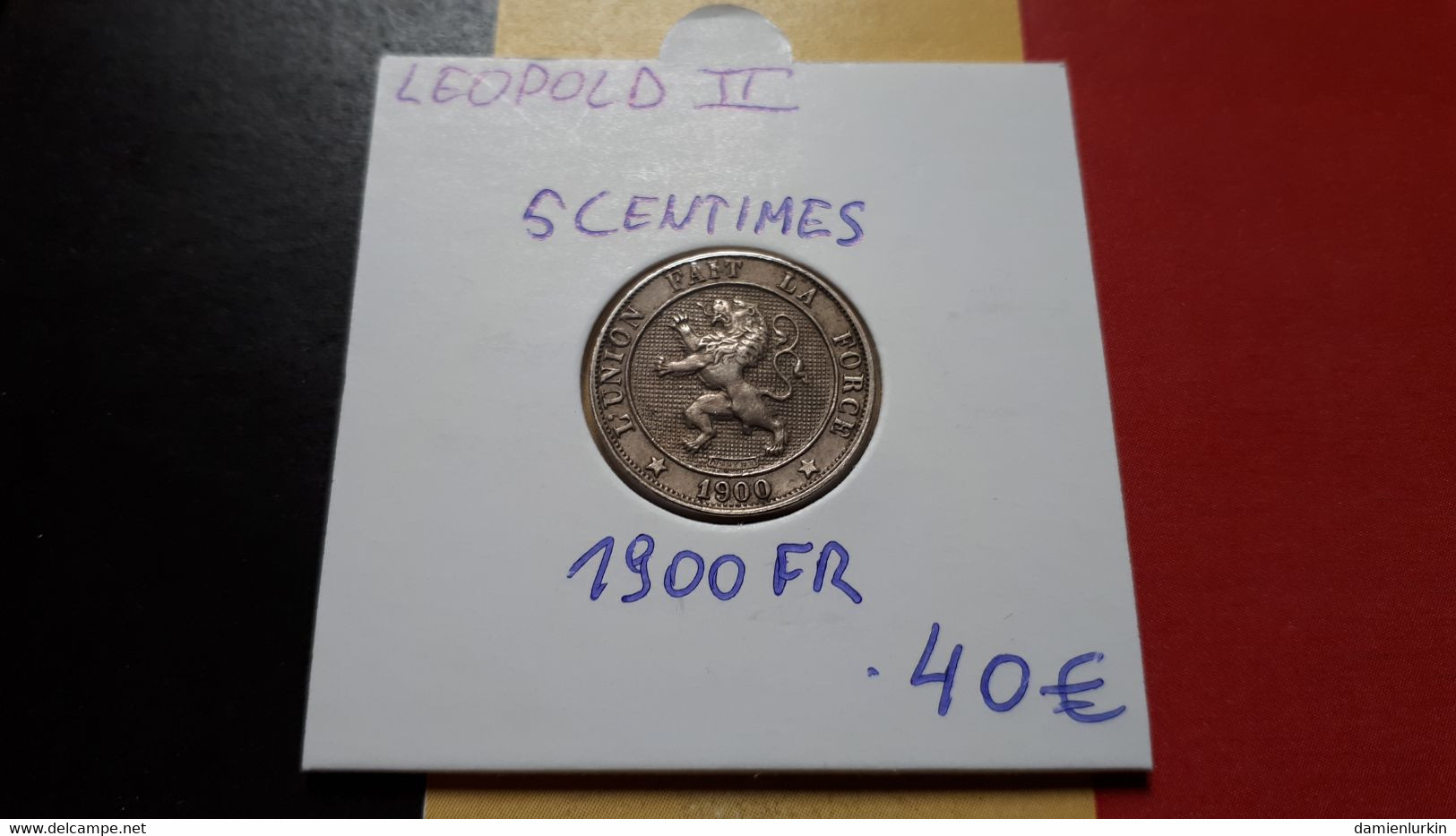 BELGIQUE LEOPOLD II RARE ET SUPERBE PRESQUE FDC 5 CENTIMES 1900 FR - 5 Cents