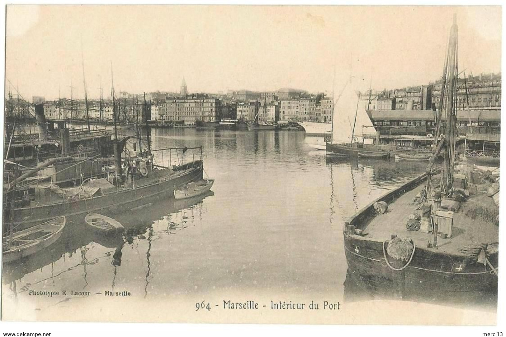 MARSEILLE (13) – Intérieur Du Port. Phototypie E. Lacour, N° 964. - Vieux Port, Saint Victor, Le Panier