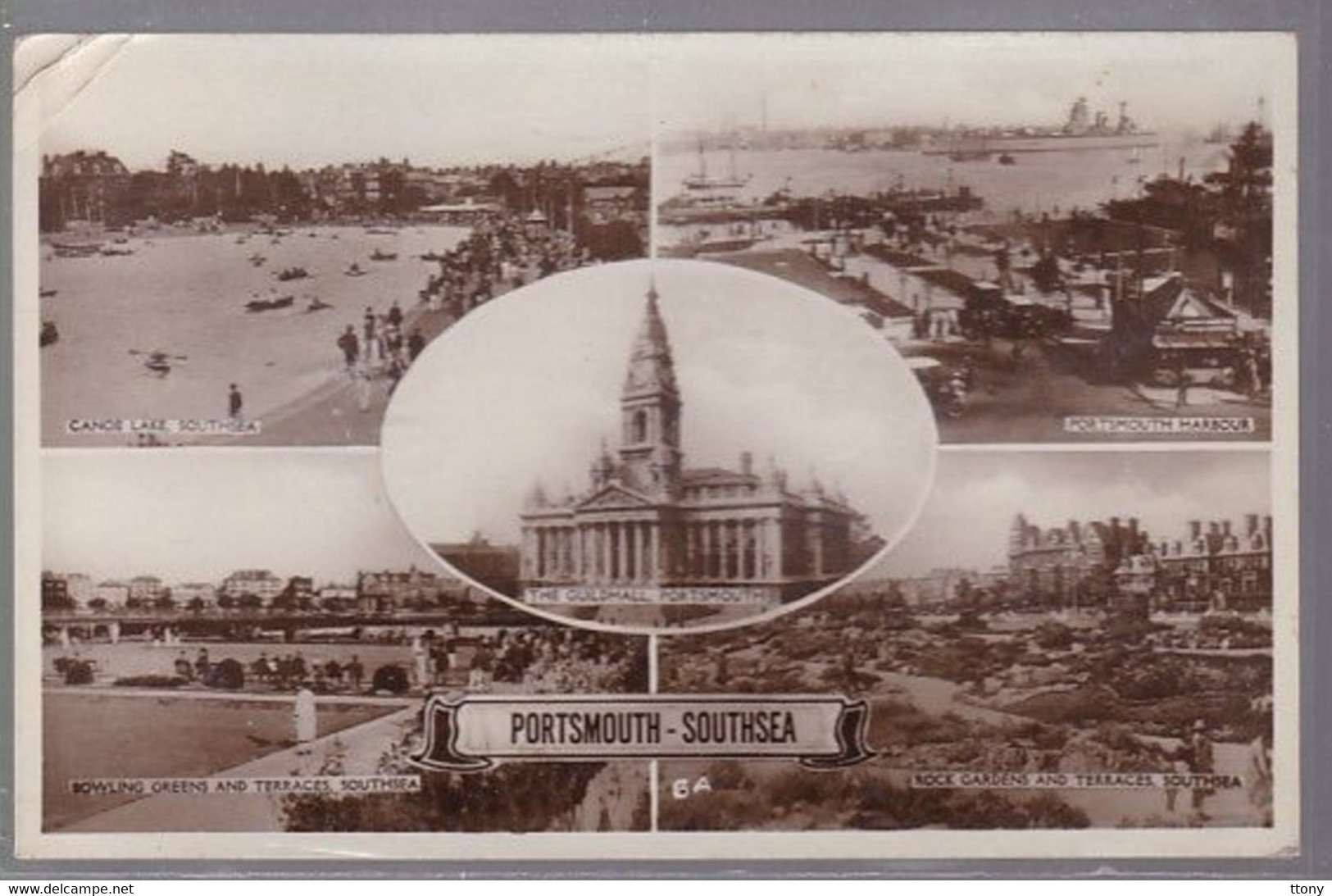 Cpa :    Postcard   Portsmouth  Southsea  Posted 1945 !  Muti-vue - Portsmouth