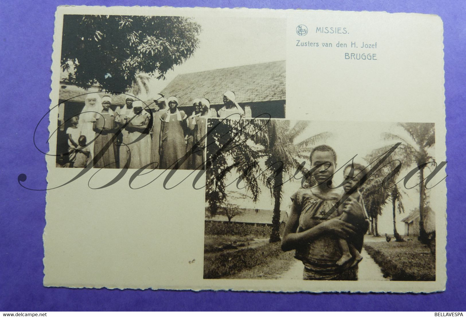Art Kolonial Vandenhoudt Missie Scheut Congo Christening -Missies Brugge Zusters H. Jozef-Manono lot 8 x cp