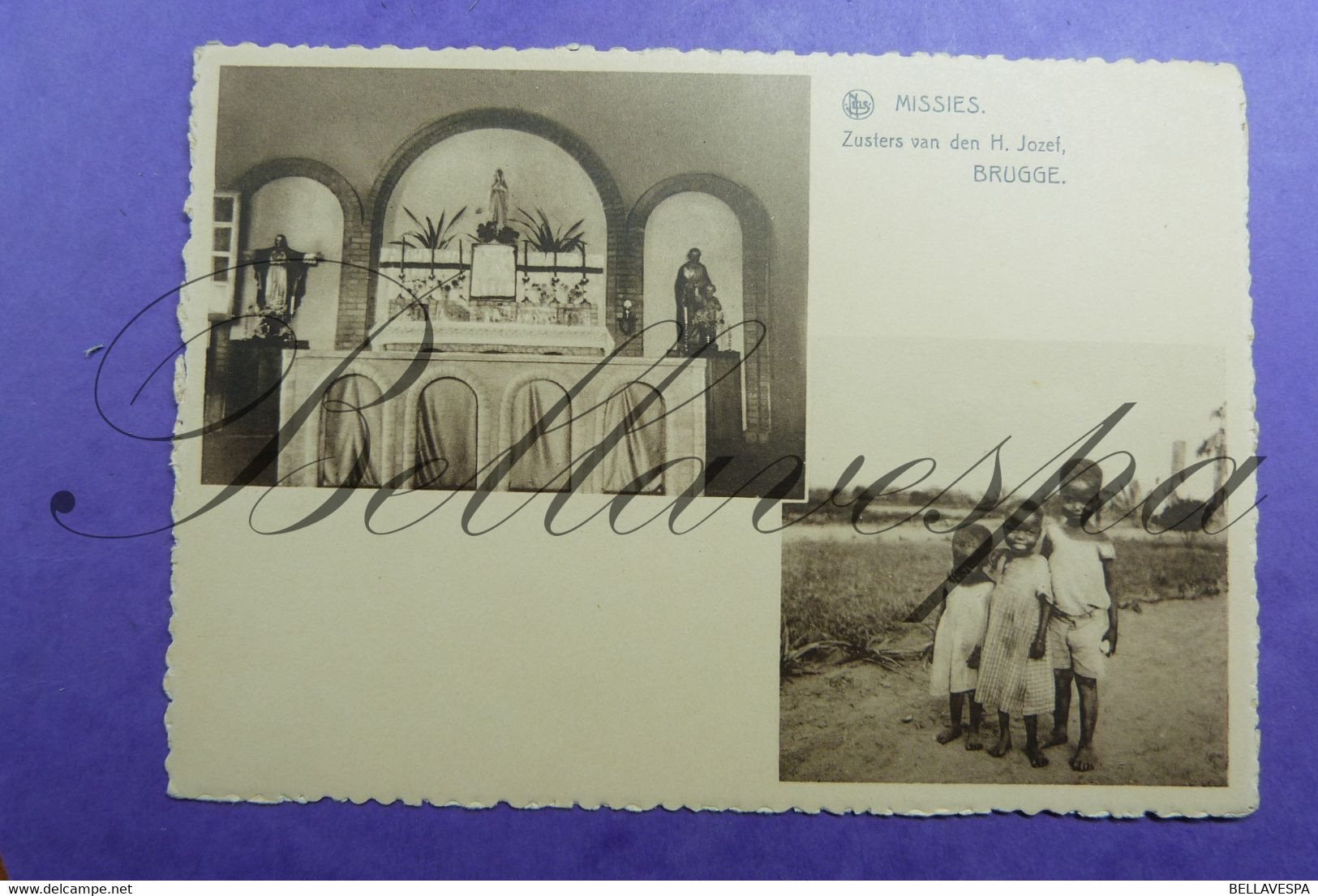 Art Kolonial Vandenhoudt Missie Scheut Congo Christening -Missies Brugge Zusters H. Jozef-Manono lot 8 x cp