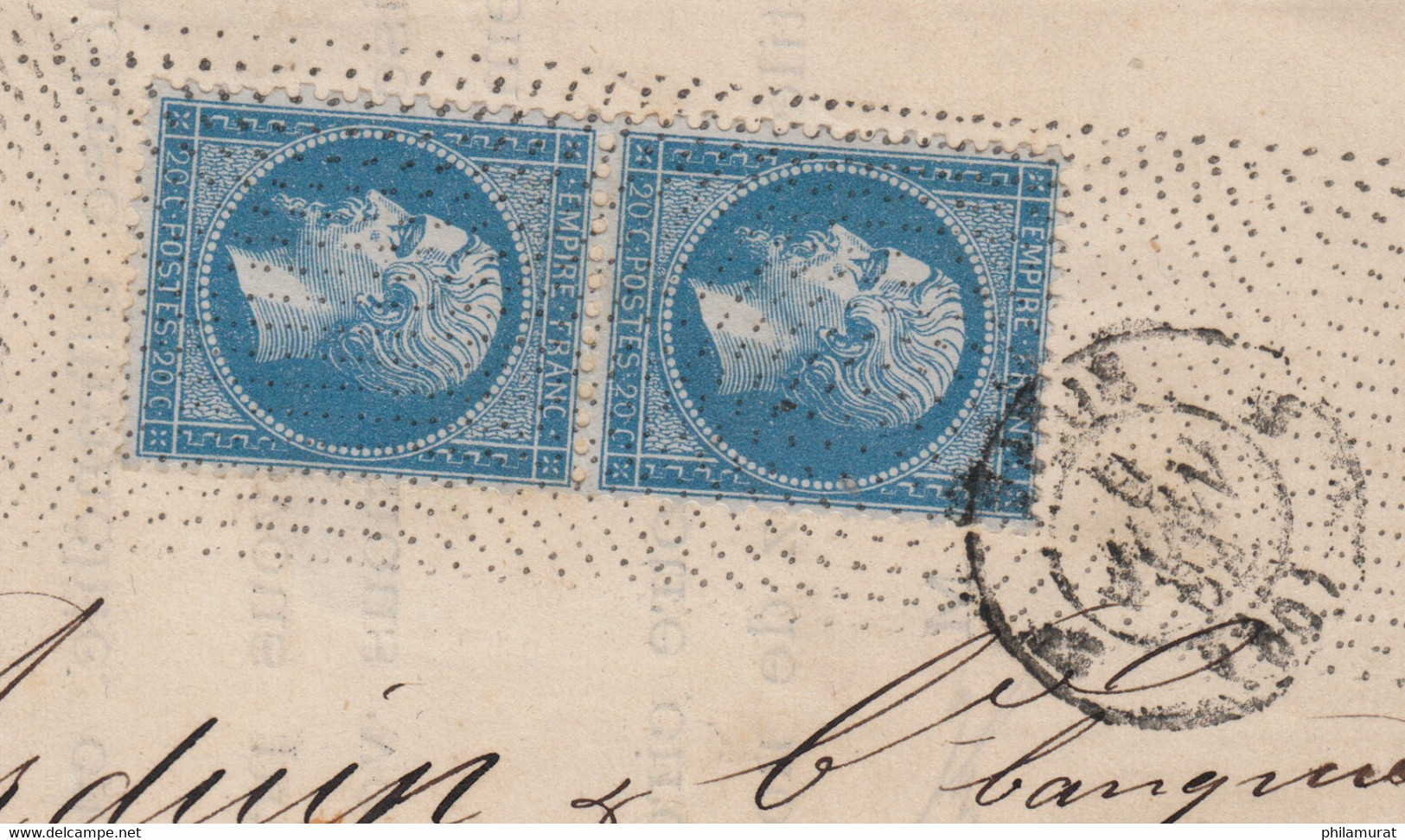 N°22 Paire, Oblitéré ROULETTE DE POINTILLES Sur Lettre Pour Italie - SUPERBE - 1862 Napoleon III