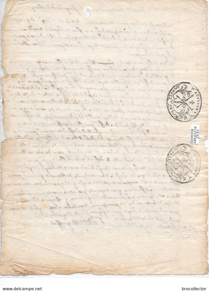 RIOM ( 63 ) - Généralité Auvergne    1745 - Une Feuille ( Cachets Au Vo ) - Cachets Généralité