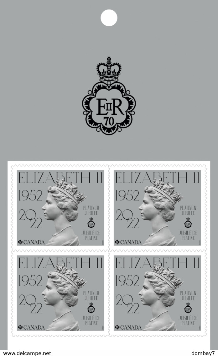 Qc. QUEEN ELIZABETH II PLATINUM JUBILEE = Page Of 4 From Booklet MNH Canada 2022 - Ongebruikt