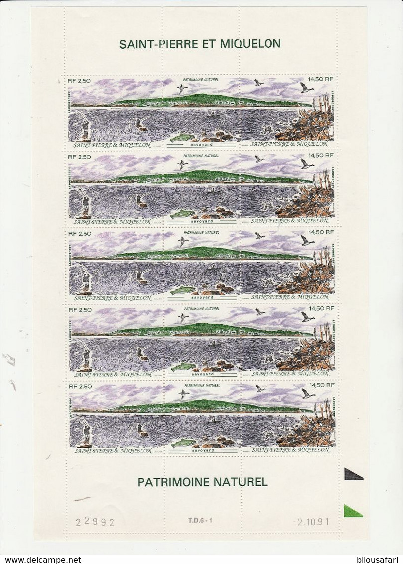 . 1990 Saint Pierre Et Miquelon N° 530A Nf** DATEE 2/10/91 . Vue Générale De Saint-Pierre . Feuille Entière . - Andere & Zonder Classificatie