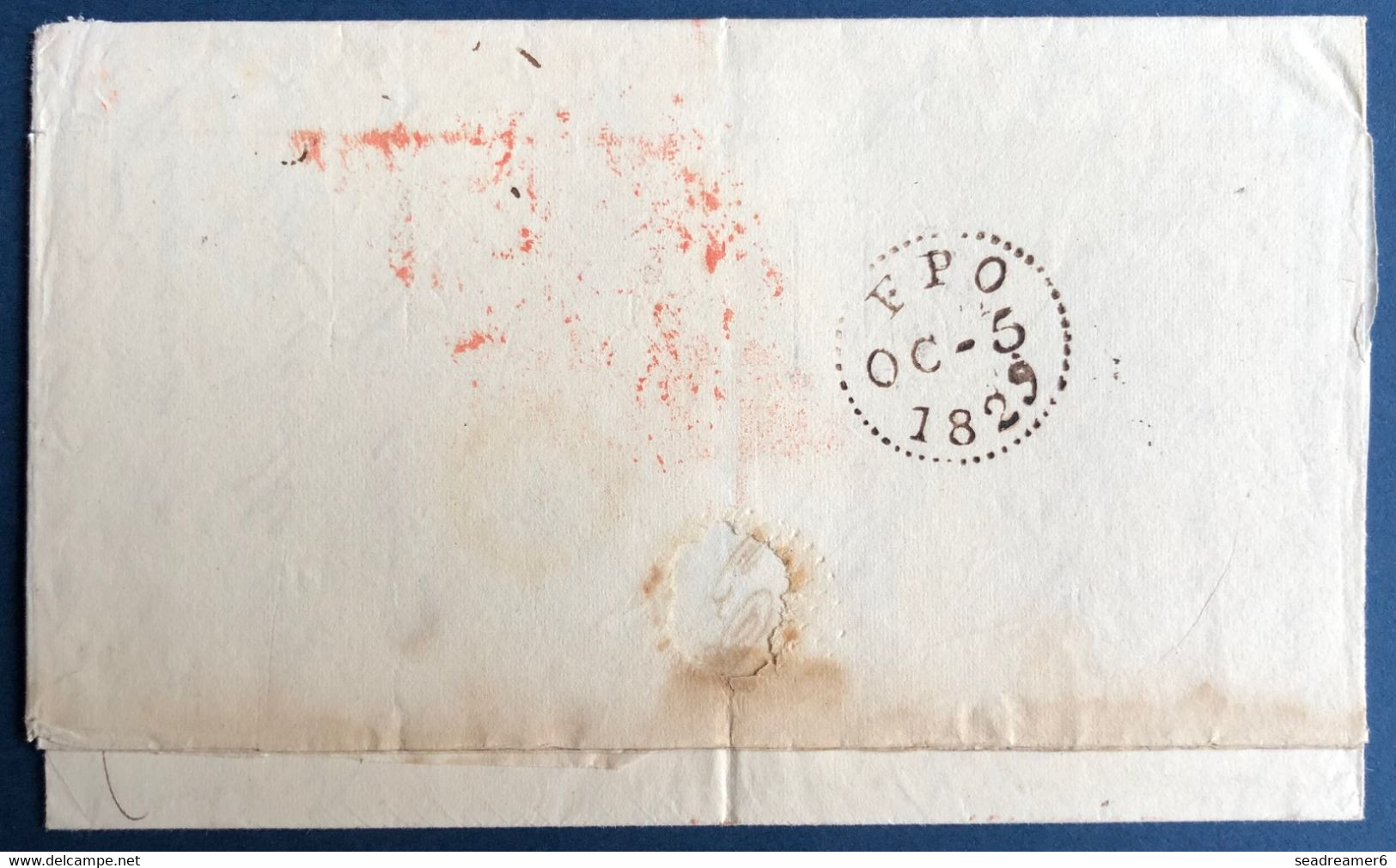 ESPAGNE Lettre 1829 MALAGA Griffe Rouge " MALAGA ANDALUCIA BAXA " Pour LONDRES + Griffe ESPAGNE PAR ST JEAN DE LUZ - ...-1850 Prephilately