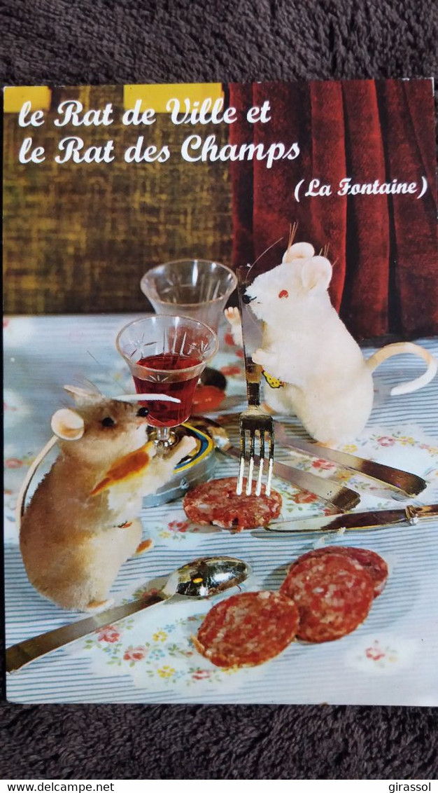 CPSM FABLE DE LA FONTAINE LA RAT DE VILLE ET LE RAT DES CHAMPS SAUCISSON J M PIETTRE - Contes, Fables & Légendes