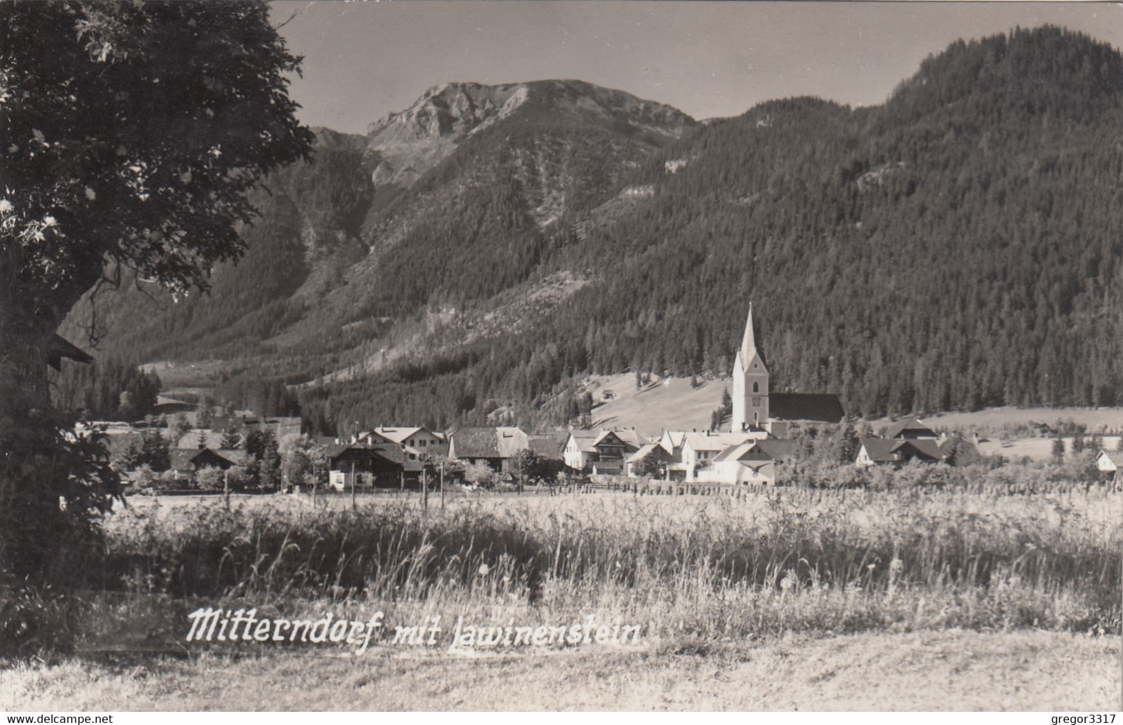 A8201) MITTERNDORF Mit Lawinenstein - Wiese Mit Blick Auf KIRCHE U. Häuser ALT ! - Bad Mitterndorf