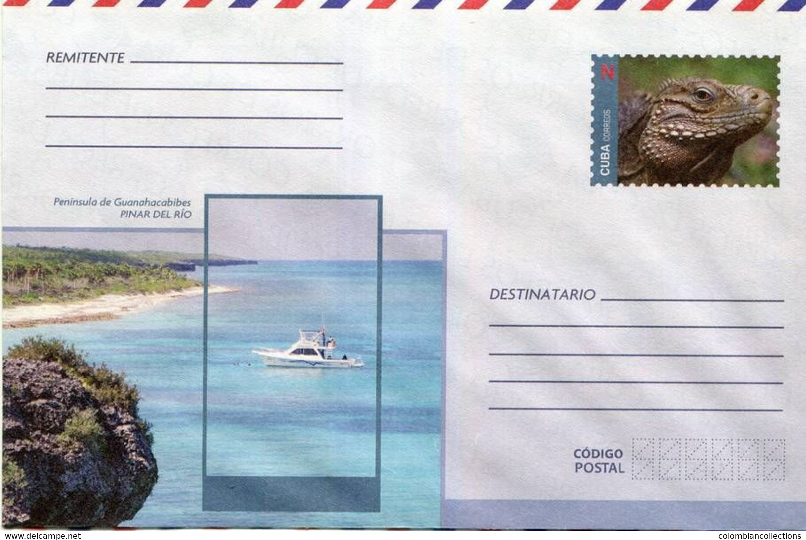Lote PEP1378, Cuba, Entero Postal, Stationery, Cover, N, Iguana, Reptile , Sea, Boat, Pinar Del Rio - Cartes-maximum