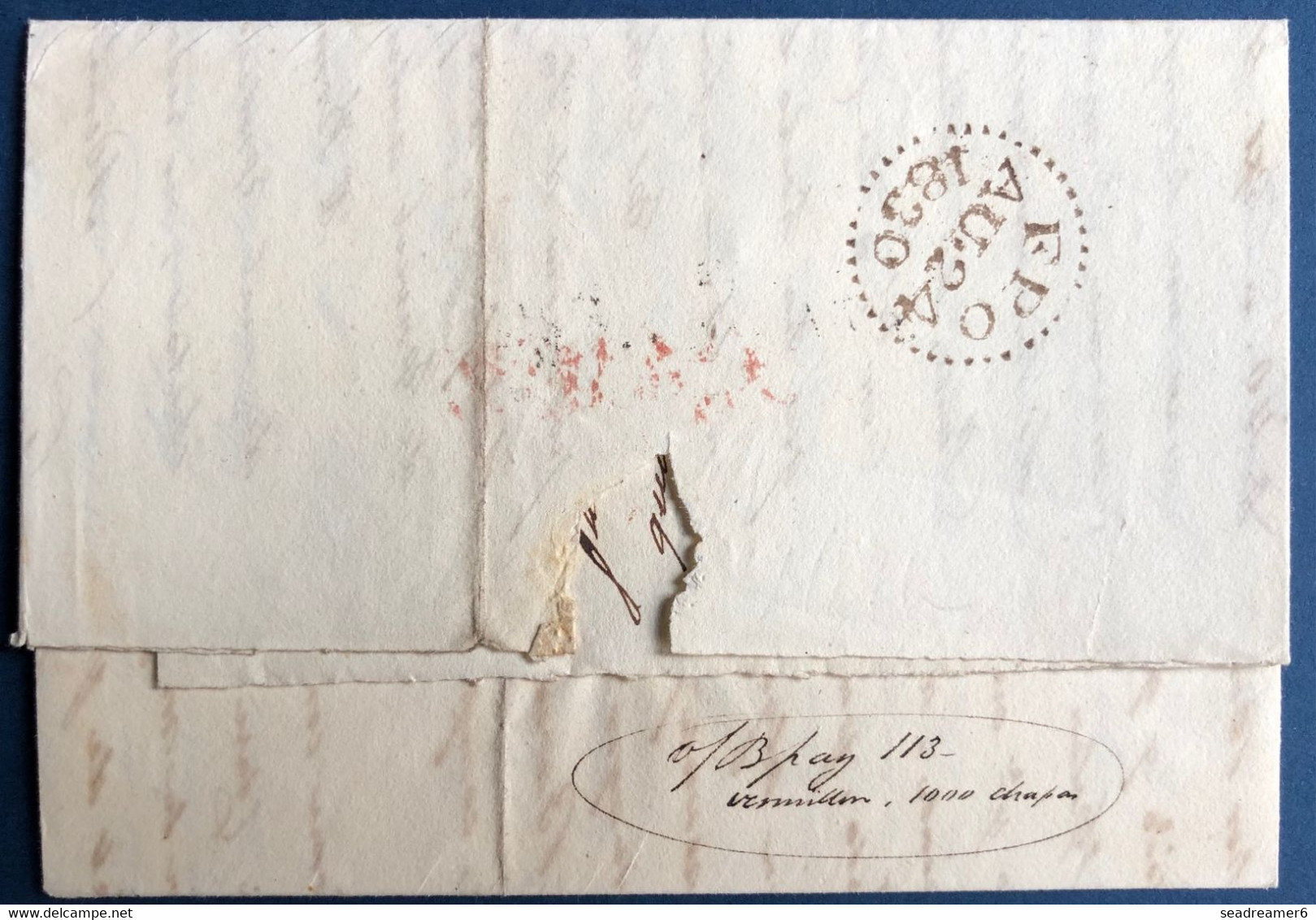 ESPAGNE Lettre 22 Jan 1843 CADIZ Griffe Rouge " CADIZ " Pour LONDRES + Griffe " ESPAGNE PAR ST JEAN DE LUZ " SUPERBE - ...-1850 Prephilately