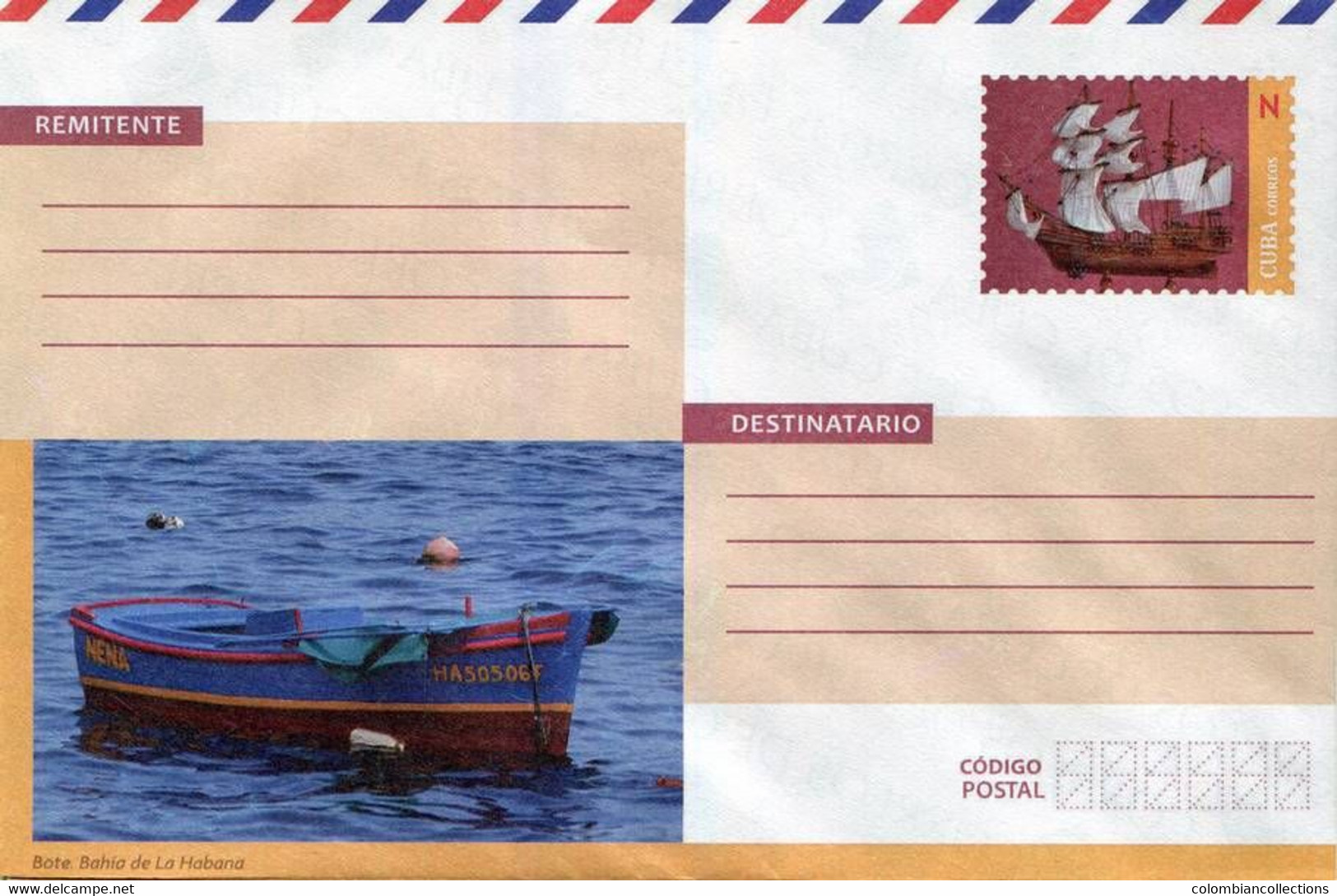 Lote PEP1387, Cuba, Entero Postal, Stationery, Cover, N, Boat, Havana Bay - Cartes-maximum