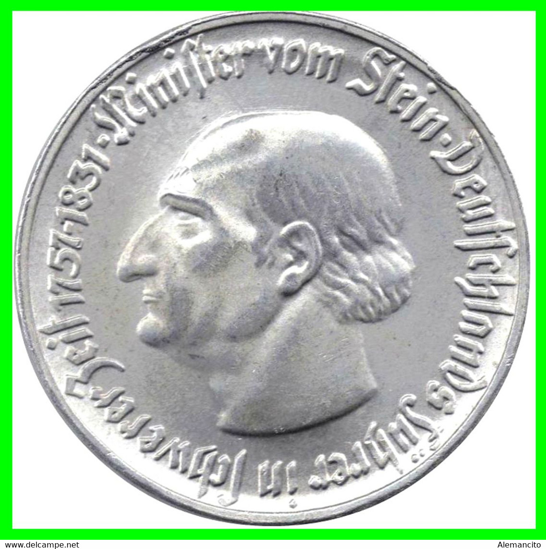 ( GERMANY ) - ALEMANIA - DEUTSCHLAND WESTPHALIA AÑO 1921 - 5 MARCOS ALEMÁN -  NOTGELD BARON VON STEIN ALUMINIO - Sammlungen