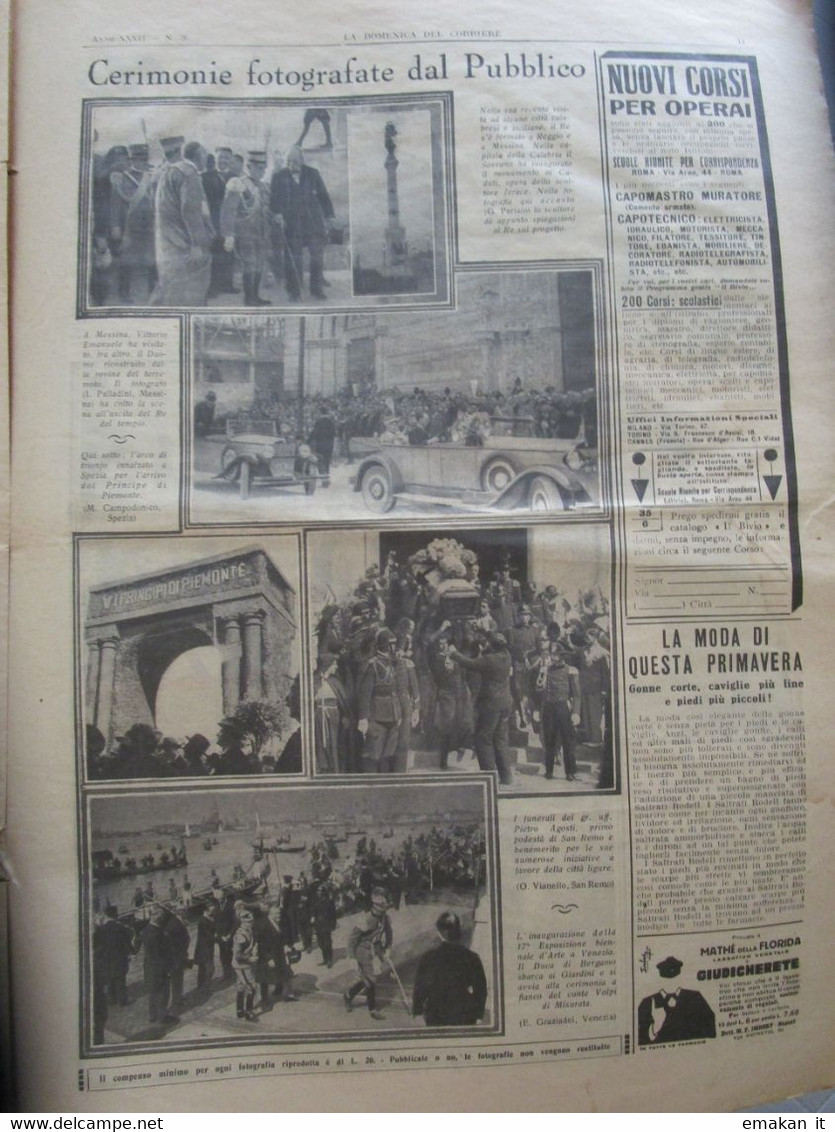 # DOMENICA DEL CORRIERE N 20 / 1930 CALCIO A FIRENZE / TERREMOTO IN BIRMANIA / TAXI - First Editions