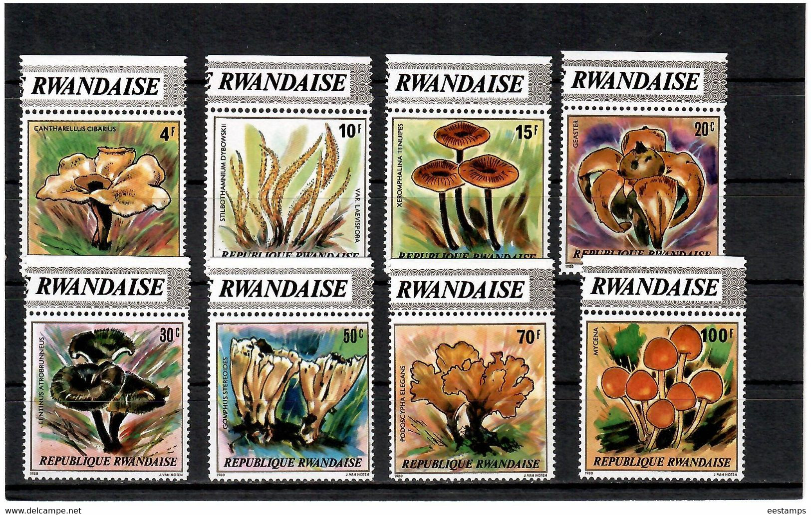 Rwanda 1980 . Mushrooms . 8v. Michel # 1051-58 - Ungebraucht