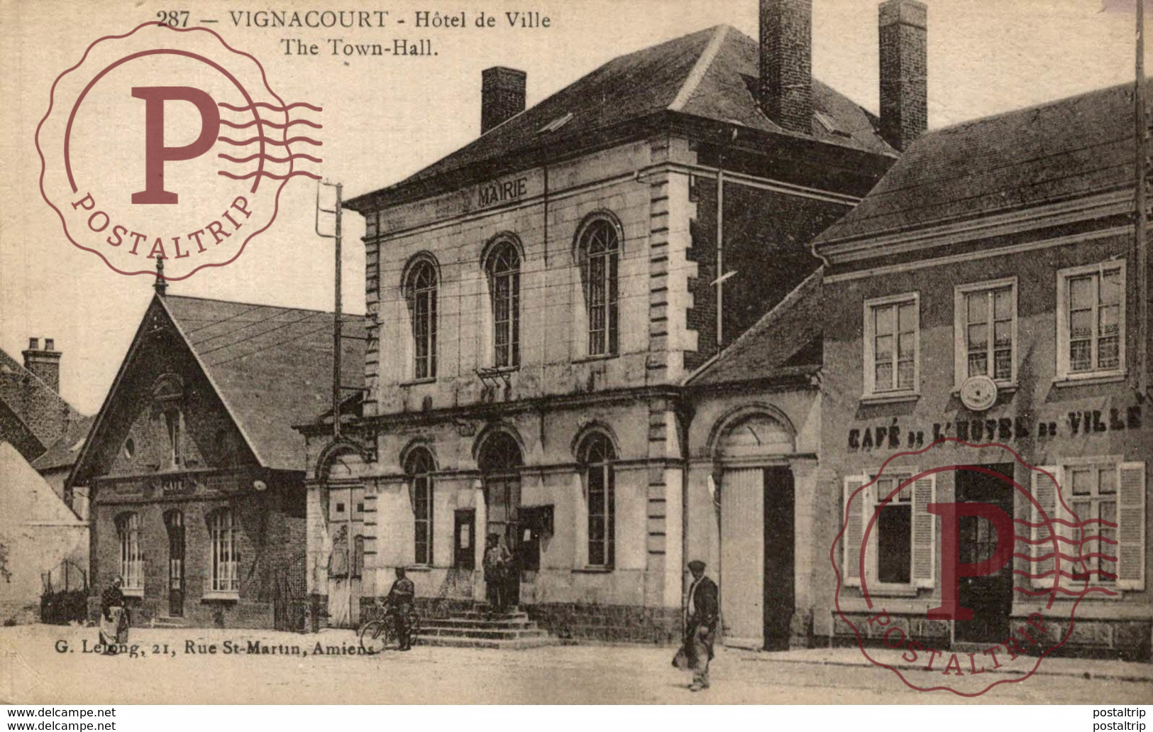 VIGNACOURT, HOTEL DE VILLE - Somme 80 - Animée - Edit. G. Lelong à Amiens - Vignacourt