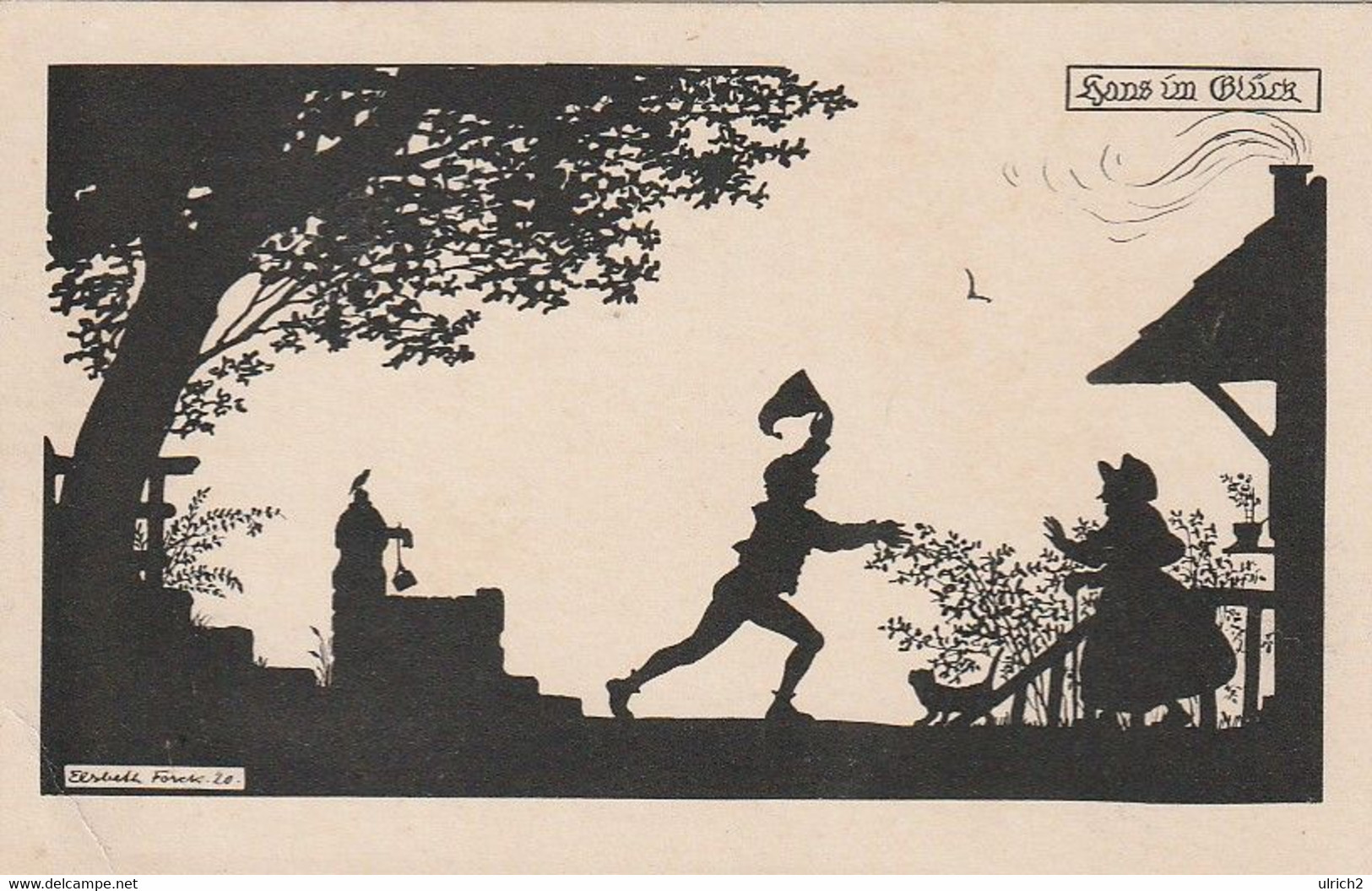 AK Hans Im Glück - Scherenschnitt Elsbeth Forck 1920 (59513) - Fairy Tales, Popular Stories & Legends