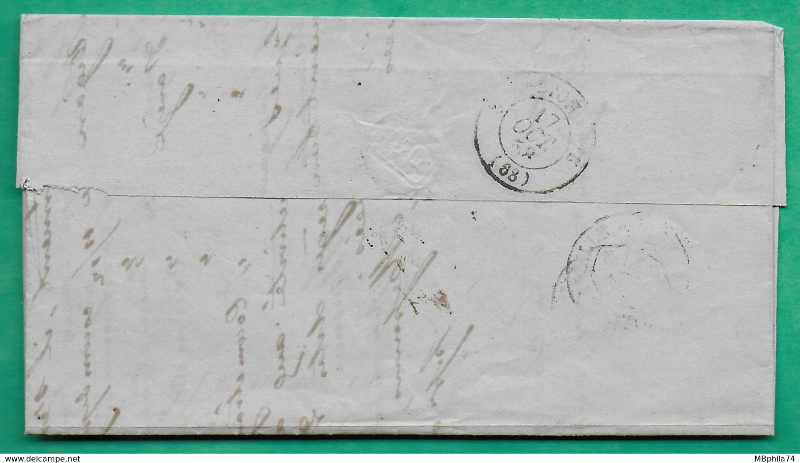 N°14 PC 76 ANDUZE GARD POUR LYON RHONE 1858 LETTRE COVER FRANCE - 1849-1876: Période Classique