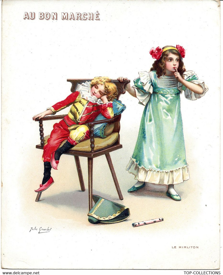 SUPERBE CHROMO GRAND FORMAT AU BON MARCHE LE MIRLITON JULES GIRARDET PEINTRE T.B.E.V.SCANS - Sammlungen