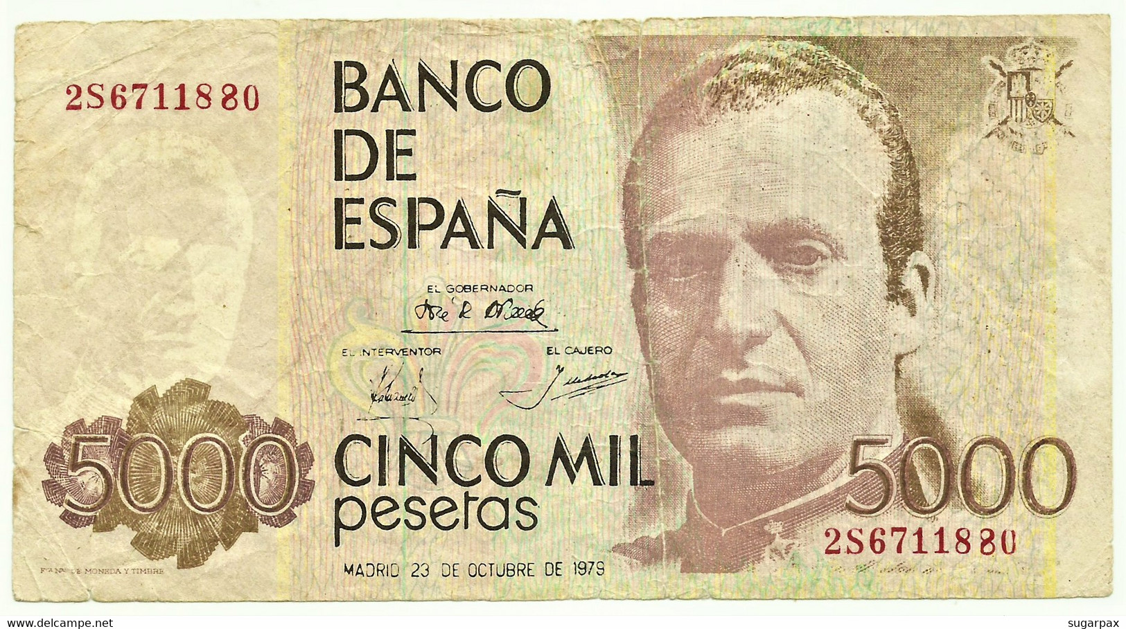 ESPAÑA - 5000 Pesetas - FAKE ( Counterfeit ) FALSE - 23.10.1979 ( 1982 ) - Pick 160 - Serie 2S - Juan Carlos I - 5.000 - [ 8] Fakes & Specimens