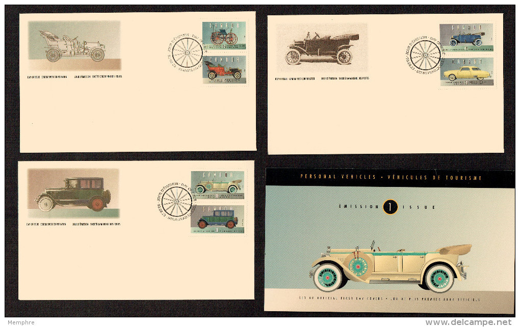 1993  Historical Land Vehicules Automobiles  Sc 1490a-f  3 FDCs In Official Folder - 1991-2000