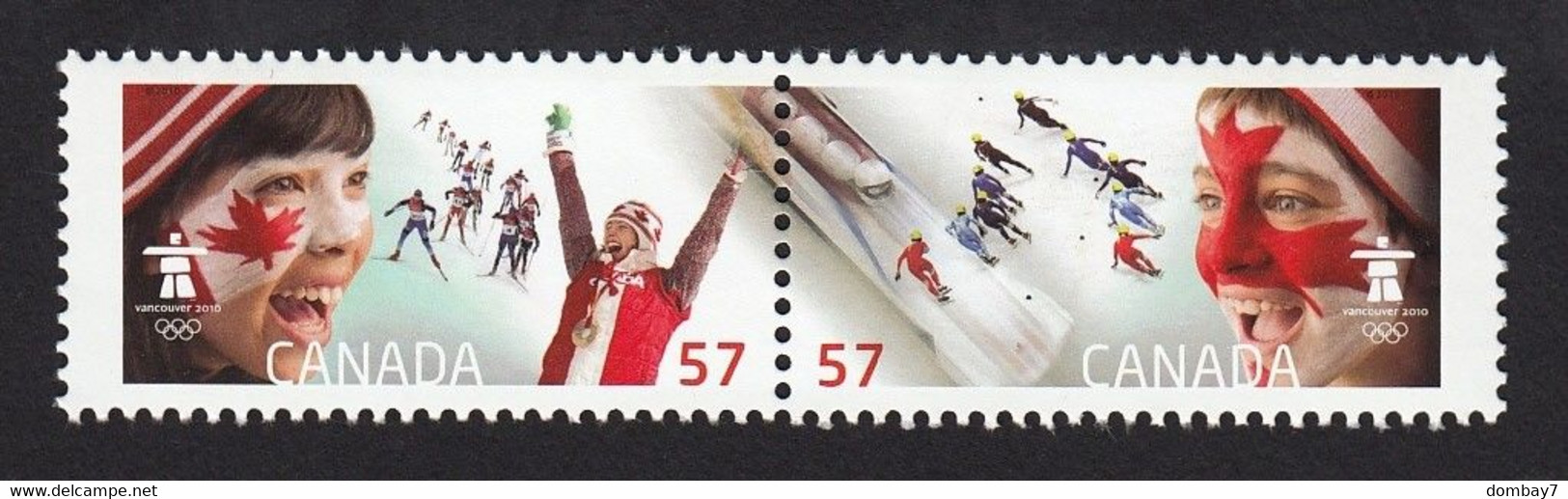 Qt. VANCOUVER OLYMPIC WINTER GAMES = CROSS-COUNTRY SKIING, BOBSLEIGH = Pair From Souvenir Sheet MNH Canada 2010 #2373a,b - Hiver 2010: Vancouver