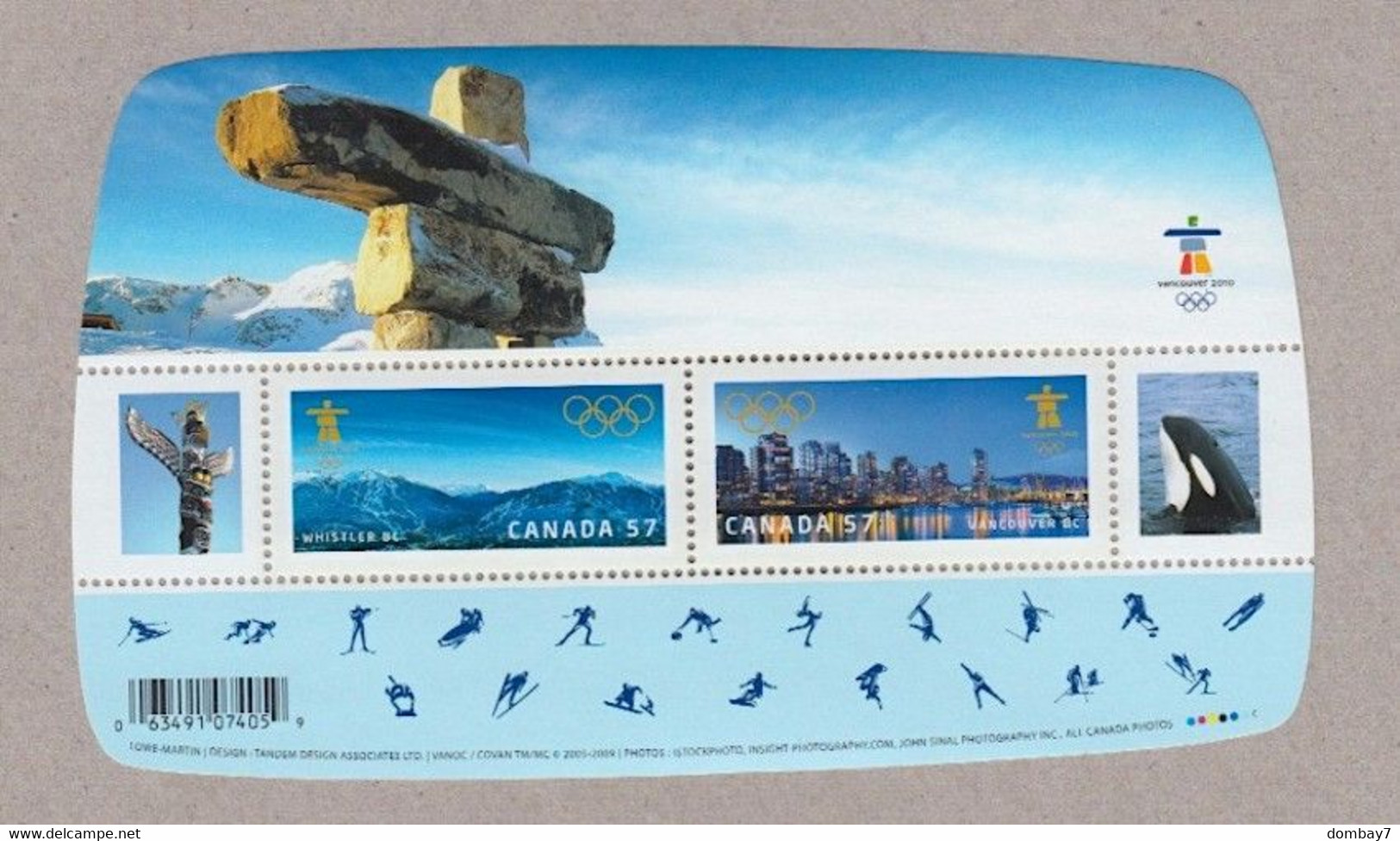 Qt. 2010 VANCOUVER WINTER OLYMPIC GAMES = INUKSHUK, EVENT SITES - Souvenir Sheet Of 2 Stamps = Canada 2010 Sc# 2366 - Hiver 2010: Vancouver