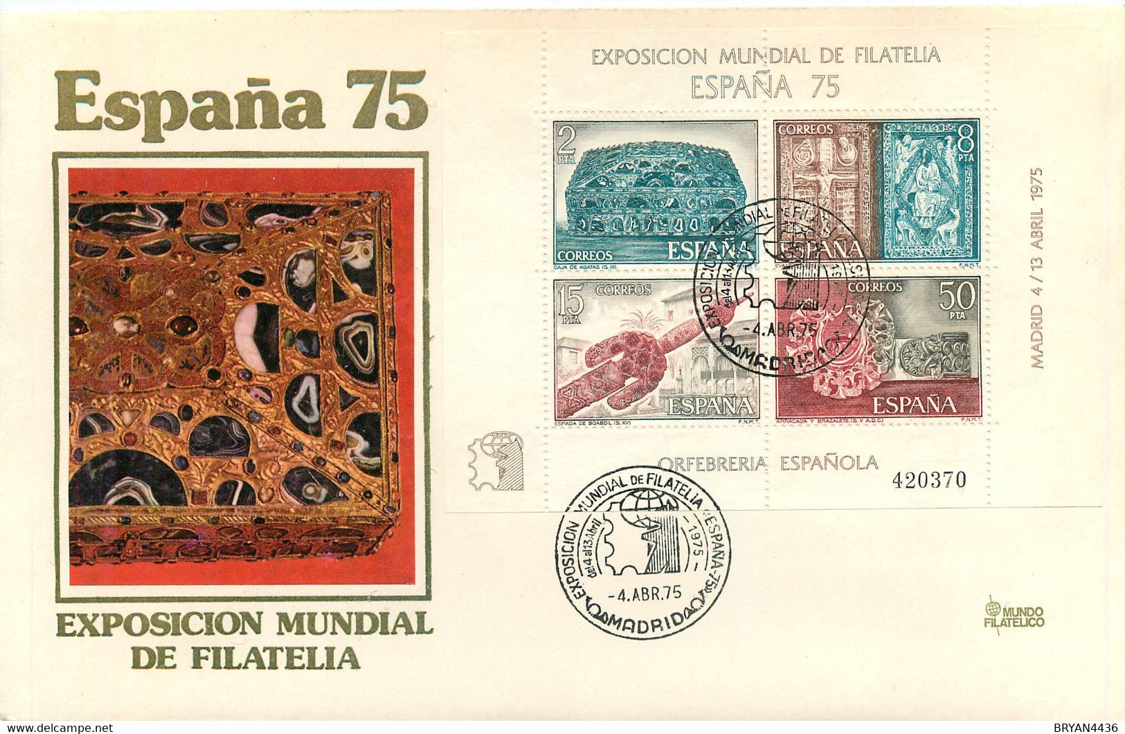 Espagne-B-Feuillet "Espana 75-Exposition Philatélique Internationale-Orfèvrerie" 1975 - LETTRE TRES BON ETAT - Blocs & Hojas