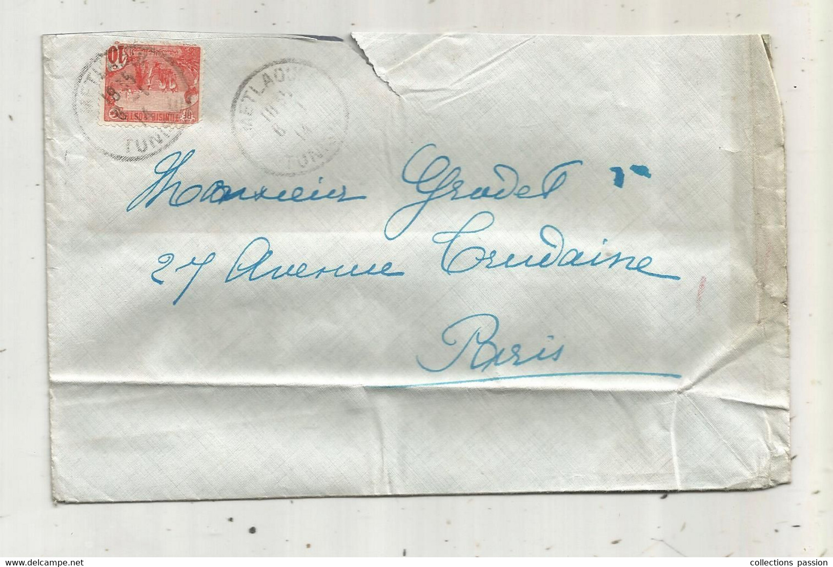 Lettre , TUNISIE , 1914 , METLAOUI , 2 Scans - Covers & Documents