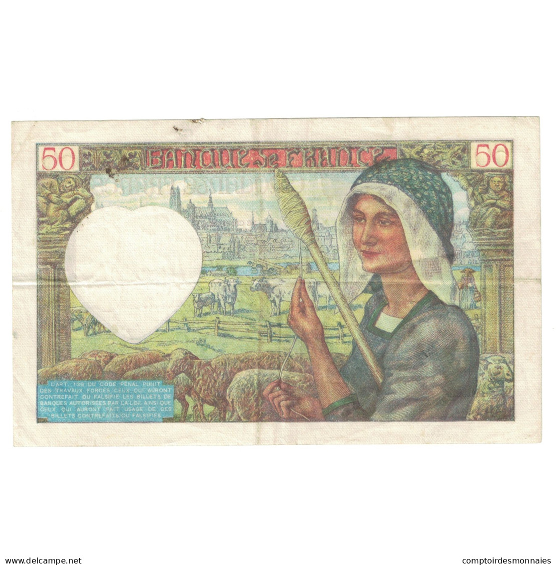 France, 50 Francs, Jacques Coeur, 1941, E.130, TTB, Fayette:19.16, KM:93 - 50 F 1940-1942 ''Jacques Coeur''