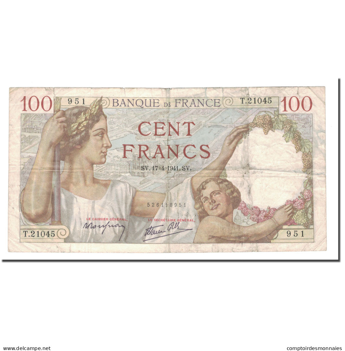 France, 100 Francs, 1941, 1941-4-17, TTB, Fayette:26.50, KM:94 - 100 F 1939-1942 ''Sully''