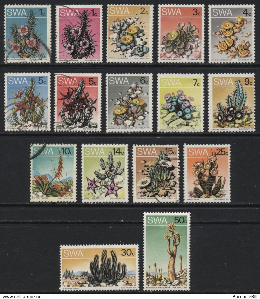 South West Africa (07) 1973 Succulents Issue. 16 Values. Mint & Used. Hinged, - Sonstige & Ohne Zuordnung