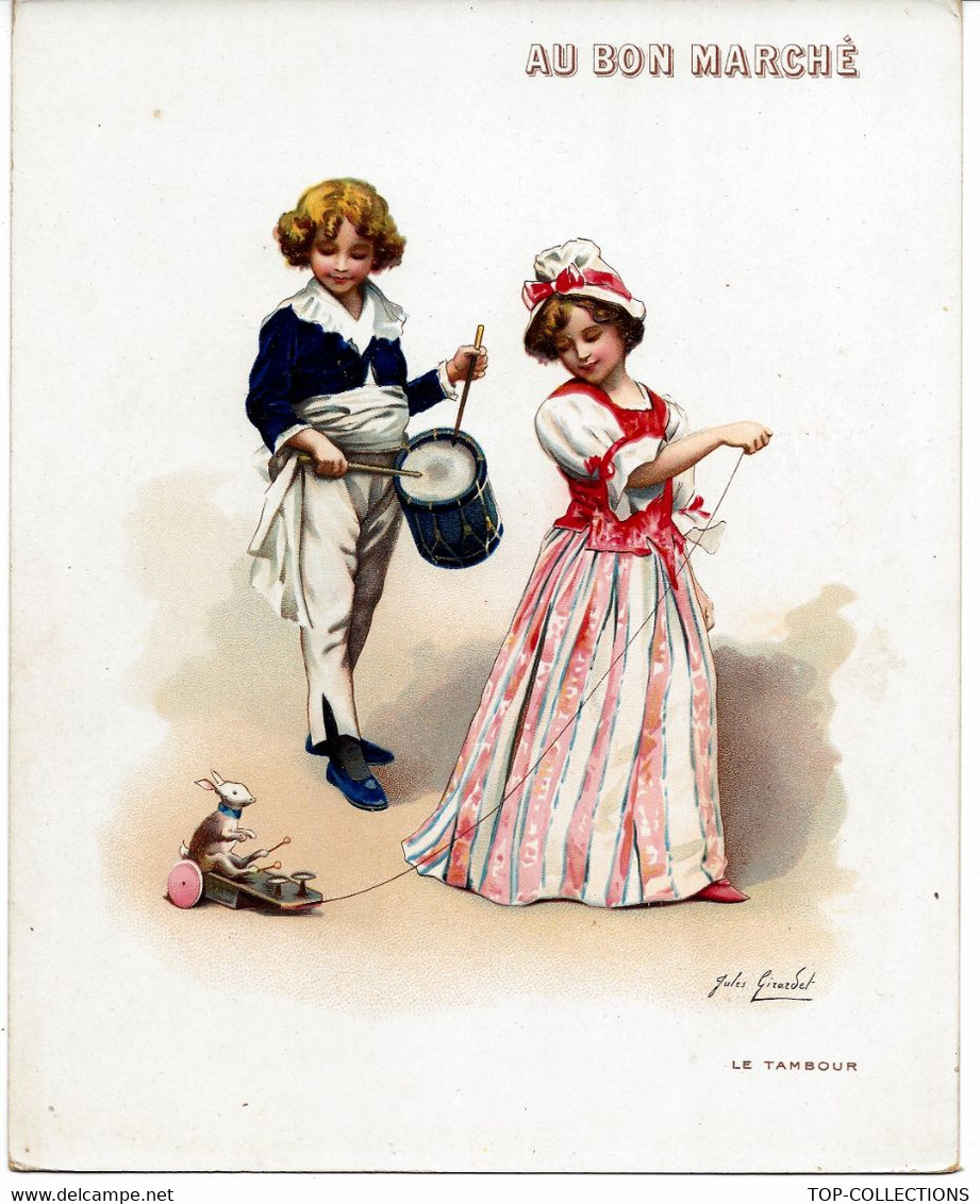 SUPERBE CHROMO GRAND FORMAT AU BON MARCHE LE TAMBOUR JULES GIRARDET PEINTRE T.B.E.V.SCANS - Colecciones