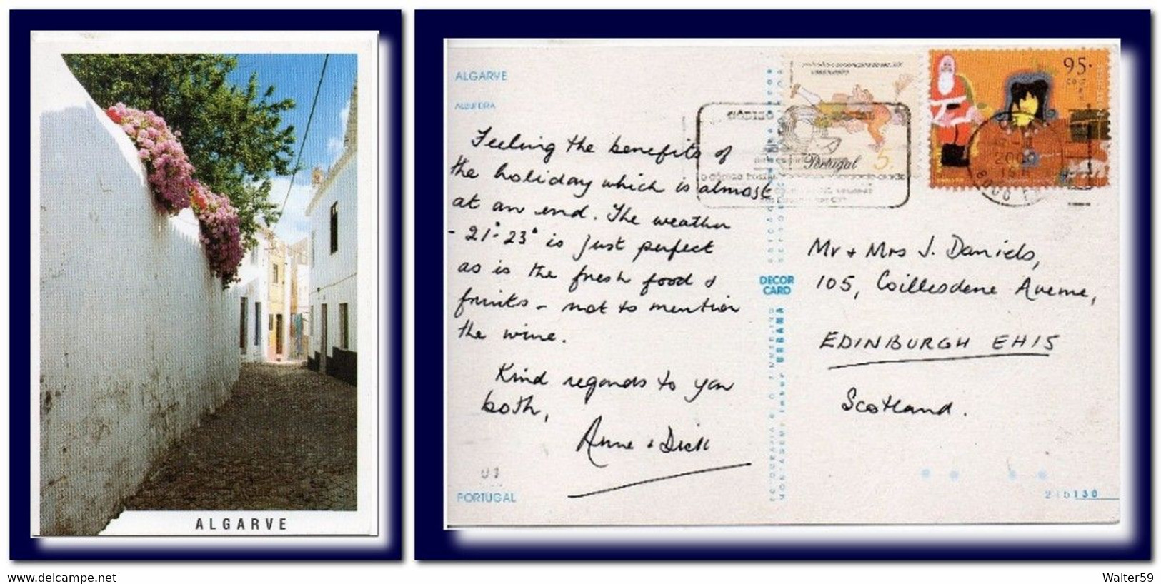 2000 Portugal Algarve Postcard Faro Mailed To Scotland - Covers & Documents
