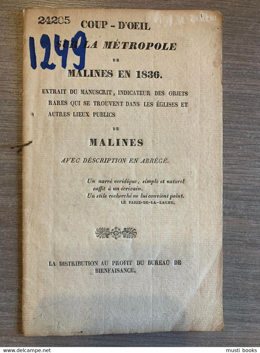 (MECHELEN) Coup D’oeil Sur La Métropole De Malines En 1836. - Mechelen