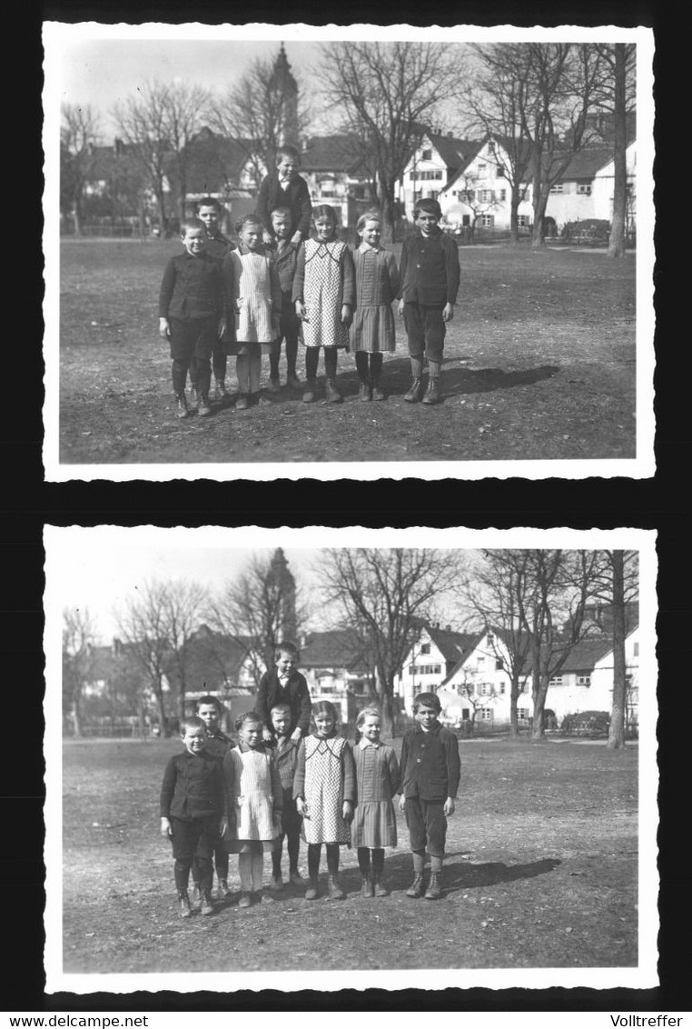 2x Orig. Foto Um 1930 Kinder Rasselbande, Schulkinder Bad Waldsee, Hübsche Mädchen + Jungen, Sweet Children - Bad Waldsee