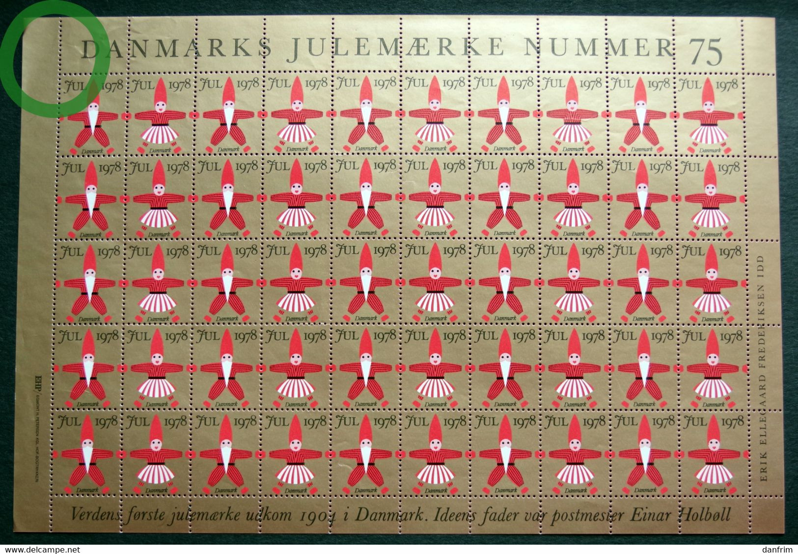 Denmark Christmas Seal 1978 MNH ( **)  Full Sheet  Unfolded    Christmas Pixies - Fogli Completi