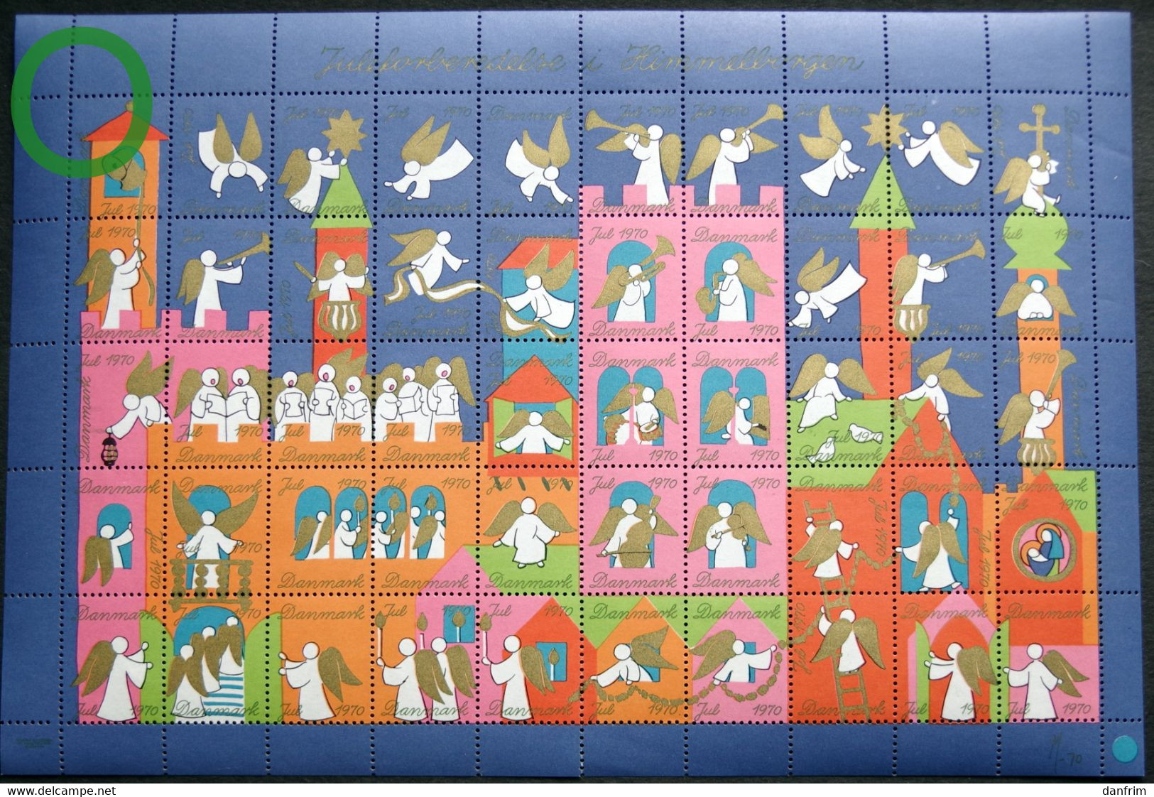 Denmark 1970 Christmas Seal 1970 MNH ( **)  Full Sheet Christmas Preparations In Heaven Borgen - Fogli Completi