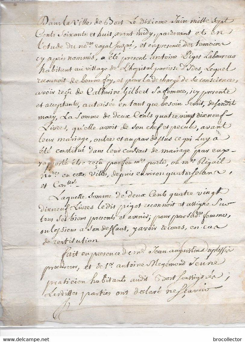 YDES ( 15 ) - Cachet De Généralité De Limoges De 1757 De 1 Sol Et 3 Deniers ( Voir Au Verso ) 2 Feuilles - Cachets Généralité