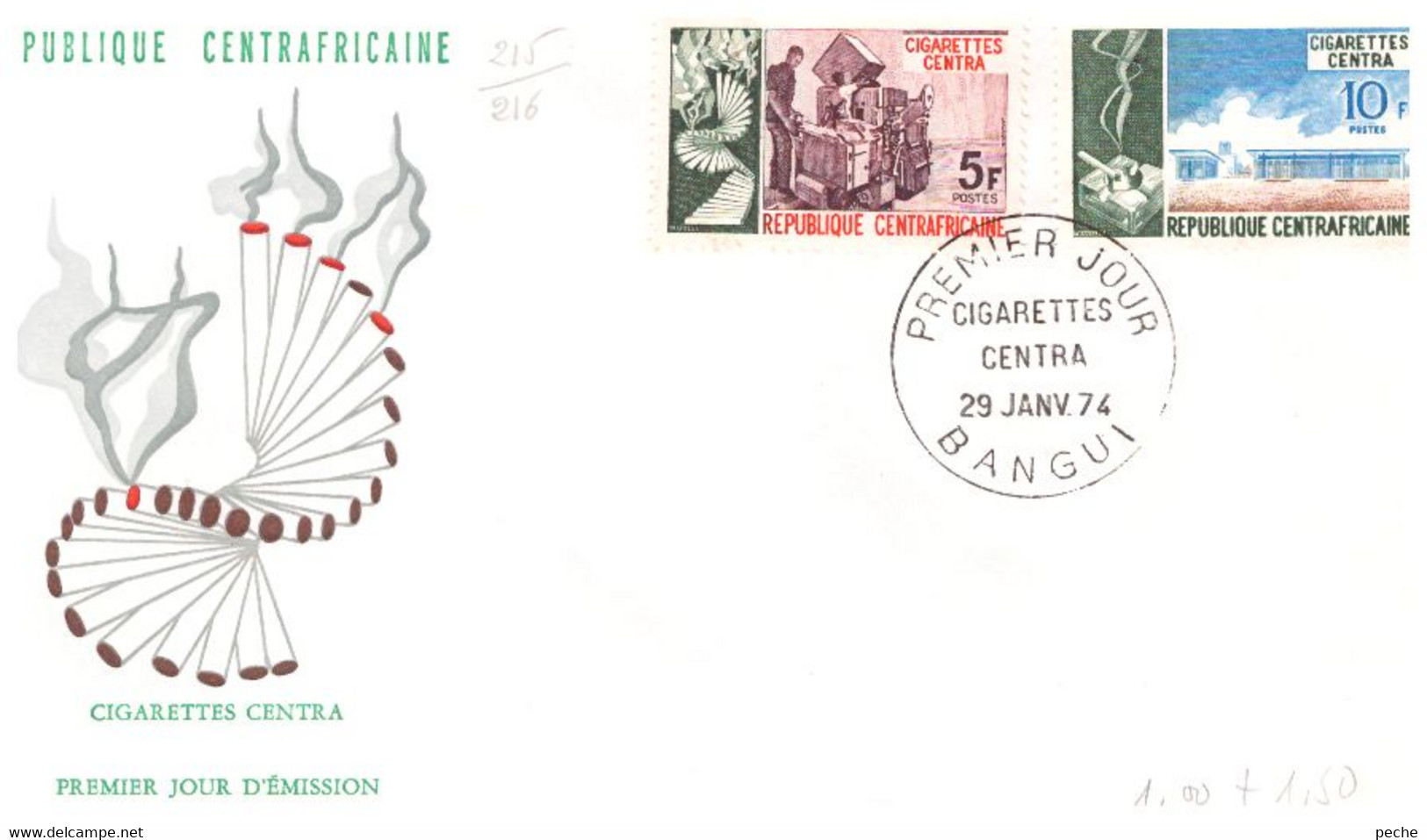 N°925 N -FDC République Centrafricaine -cigarettes Centra- - Tabacco