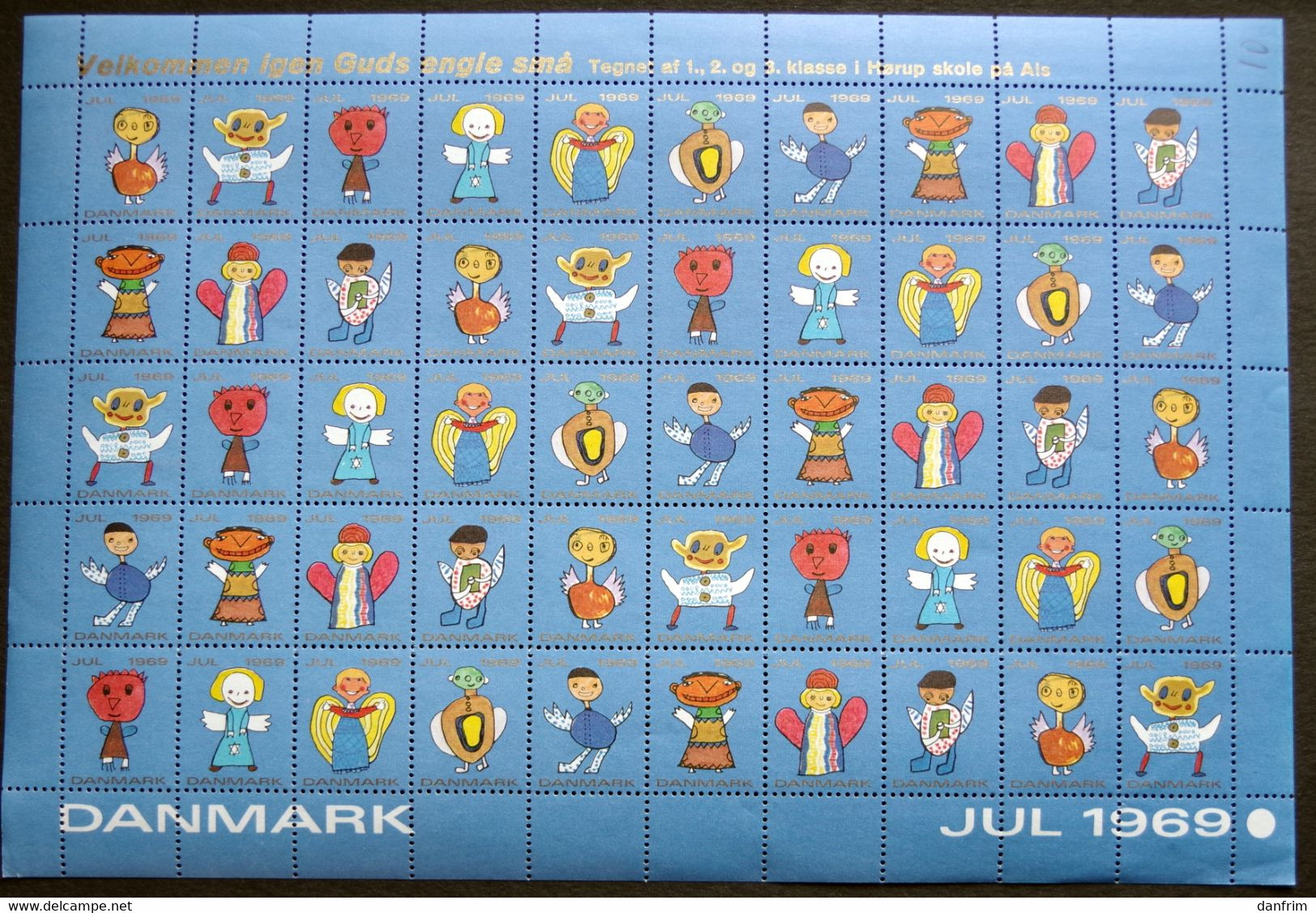 Denmark 1969 Christmas Seal  MNH ( **)   Full Sheet Folded Children Art - Full Sheets & Multiples