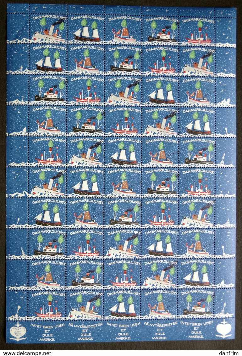 Denmark 1957 Christmas Seal  MNH ( **) Full Sheet - Hojas Completas