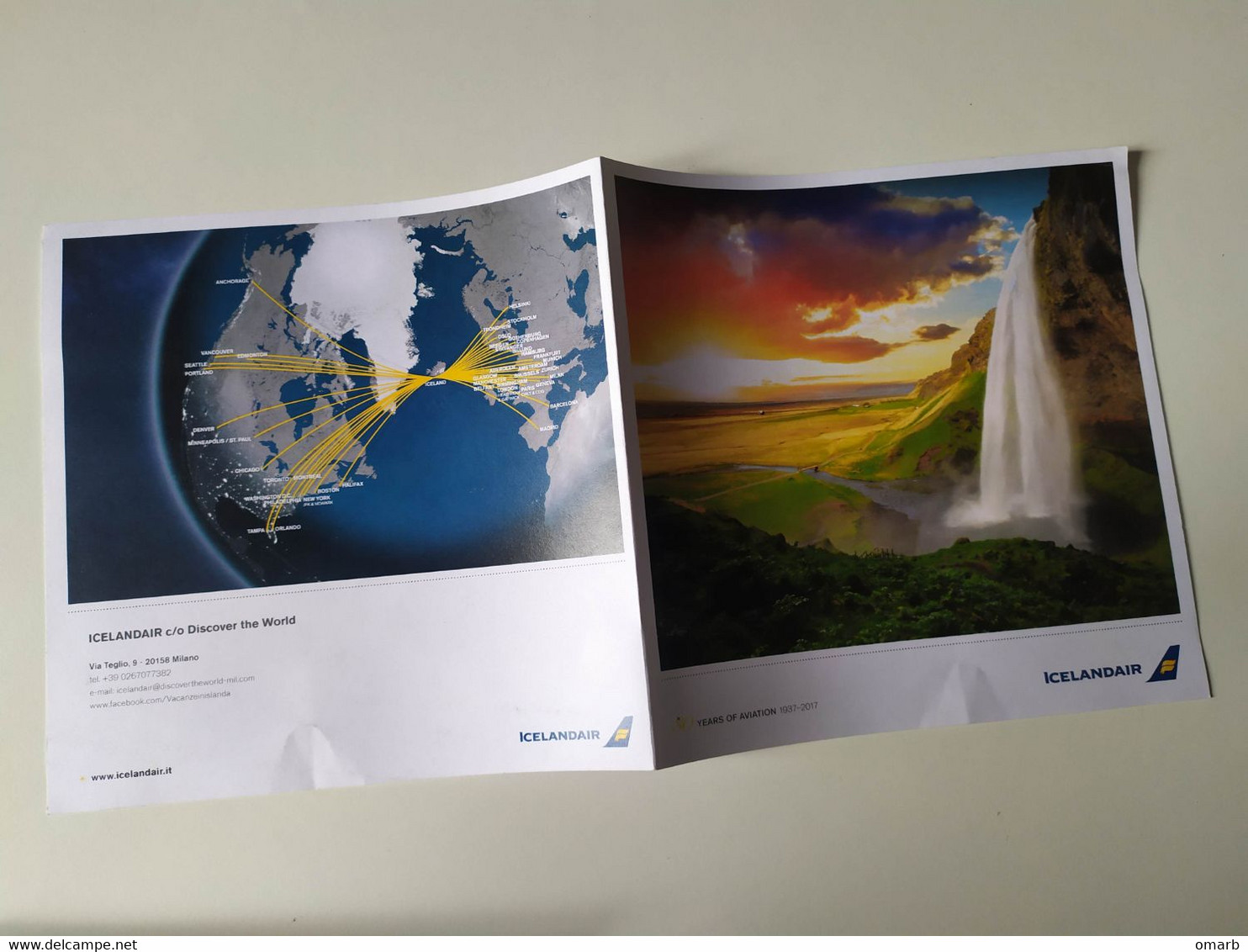 Dep105 Depliant IcelandAir Airways Iceland Islanda 50° Anniversario Aviation Islanda Reykjavík Falls Cascata - Materiale Promozionale