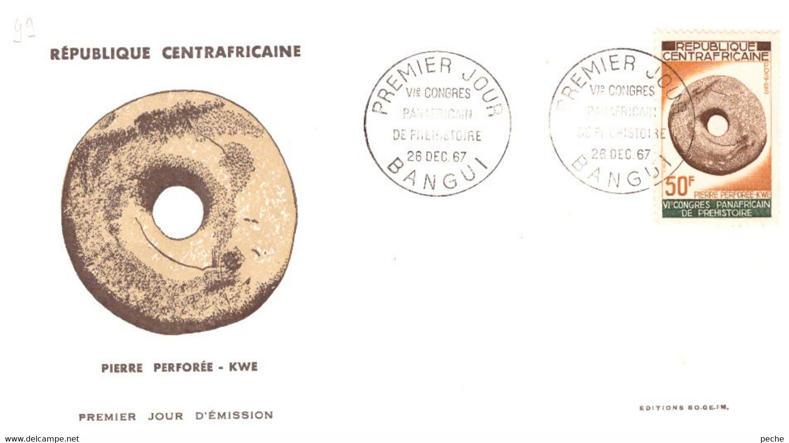 N°948 N -FDC République Centrafricaine -pierre Perforée- - Preistoria