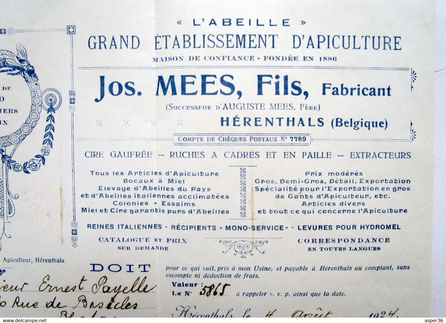 Grand Etablissement D'Apiculture, Jos. Mees, Fils, Herentals 1924 - 1900 – 1949