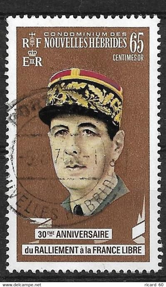 Timbres Oblitérés Des Nouvelles Hébrides, N°304 YT, Charles De Gaulle - Oblitérés