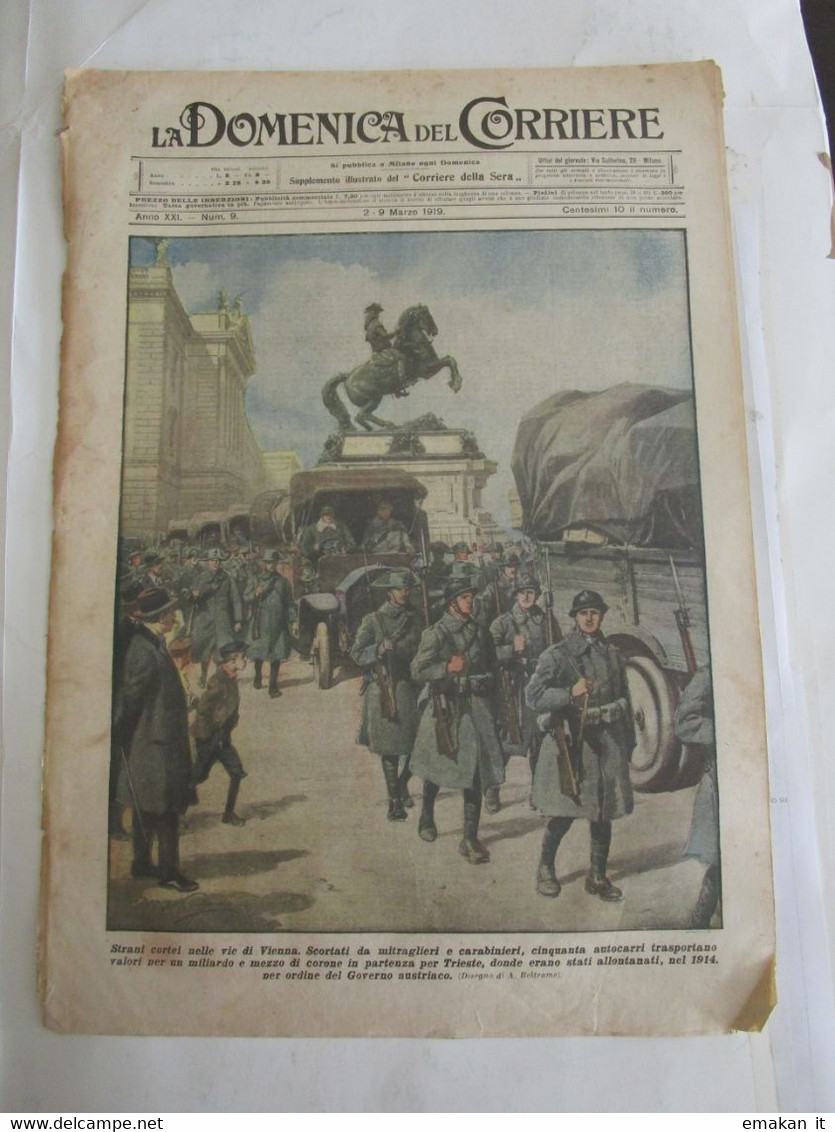 # DOMENICA DEL CORRIERE N 9 / 1919 MITRAGLIERI E CARABINIERI / CONFERENZA PACE A D'ORSAY - First Editions