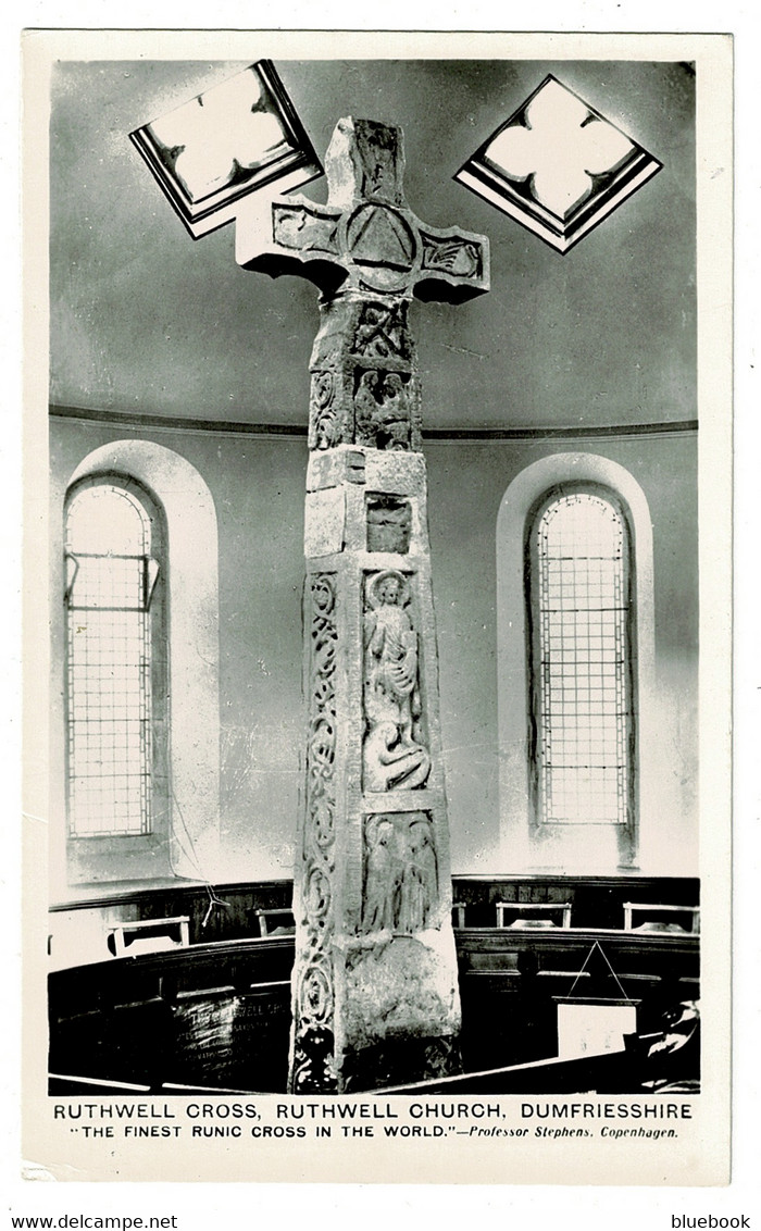 Ref 1523 -  Real Photo Postcard - Ruthwell Cross - Ruthwell Church - Dumfriesshire Scotland - Dumfriesshire