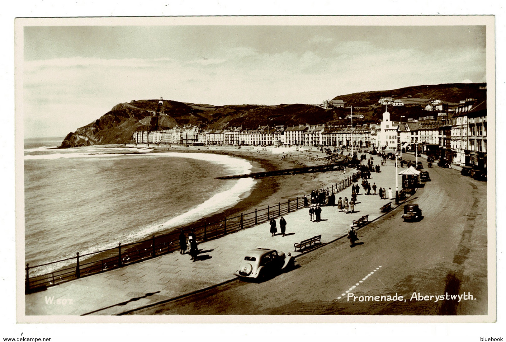 Ref 1523 -  Real Photo Postcard - Aberystwyth Promenade - Cardiganshire Wales - Cardiganshire